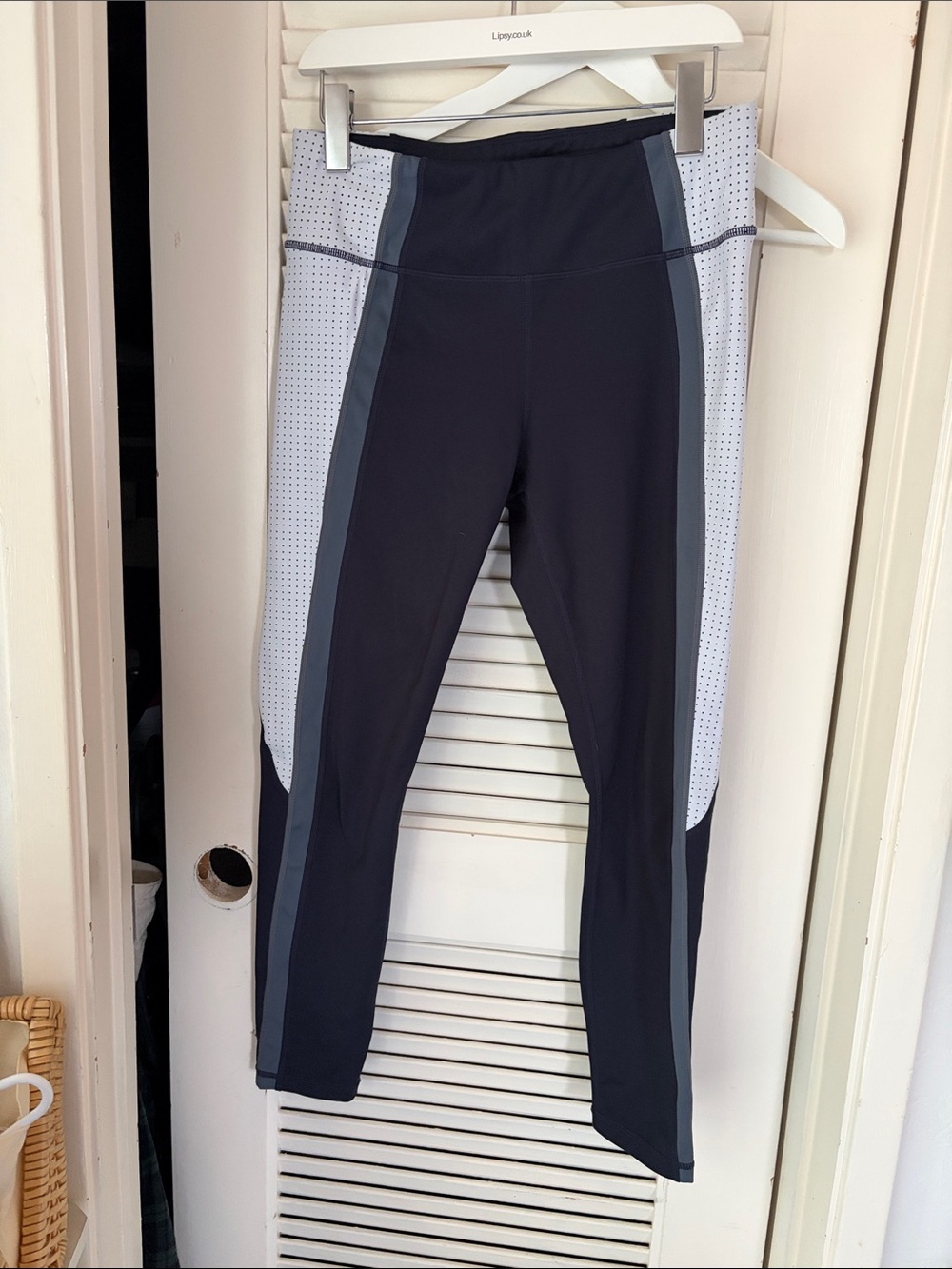 Athleta Navy Blue and Gray Colorblock Leggings